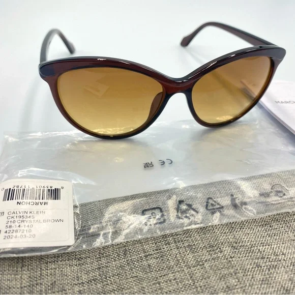 Calvin Klein Fashion Sunglasses Cat Eye Oversized Brown w/ Gradient Lens 55mm